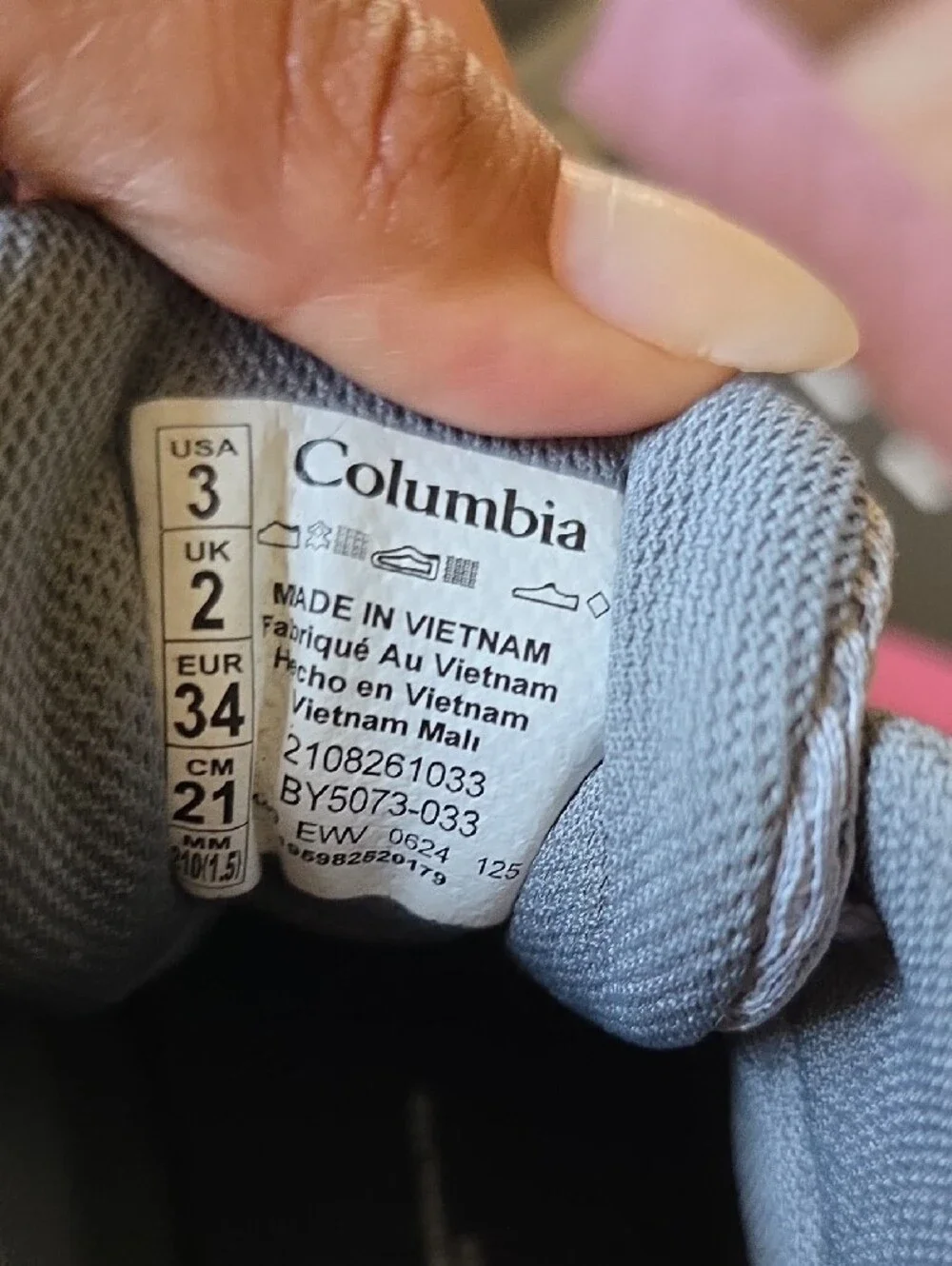 Columbia Light Gray and Pink Kids' Athletic Shoes